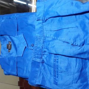Men lightly worn Blue linen suit